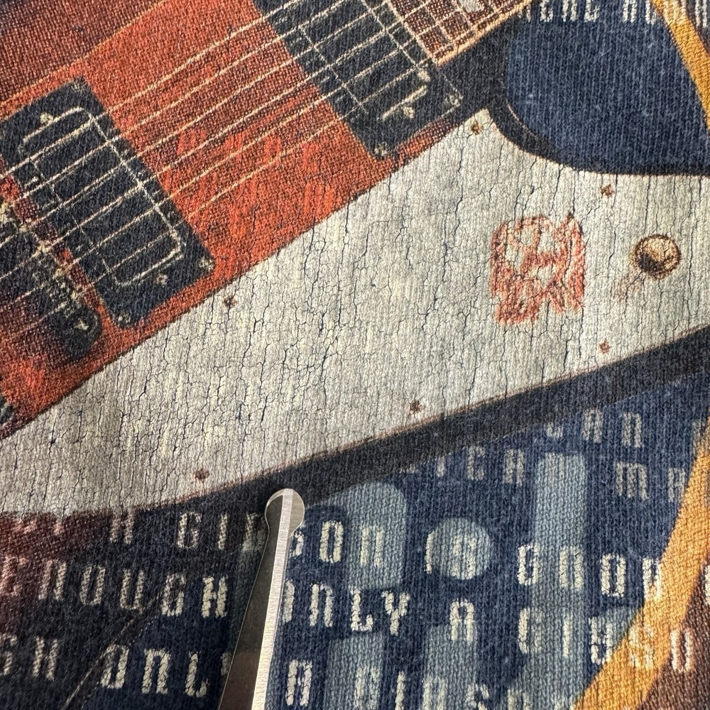 Vintage Gibson Guitar Shirt Size XXL Navy Blue Made in USA Distressed 2XL - Picture 7 of 9